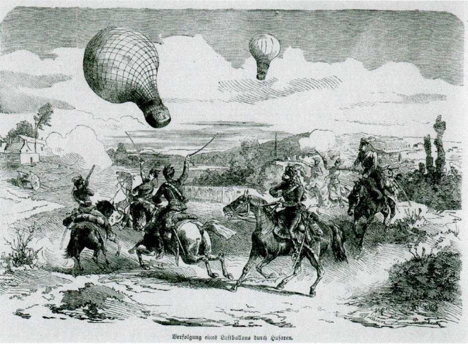 „Verfolgung eines Luftballons durch Husaren"